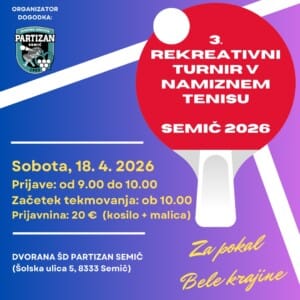 . turnir v namiznem tenisu